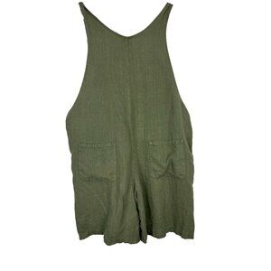 Vintage Timbuktu Station Women's Olive Green 100% Linen Overalls Size 3